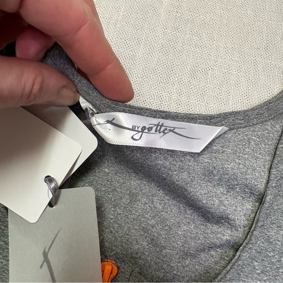 2/$20 X by Gottex NWT Womens Medium Grey Quarter Zip Bodysuit Snap Comfy Spring - Picture 3 of 6